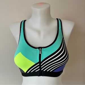 Victoria's Secret VSX Sports Bra Athletic Workout Front Closure Zip Clasp Sz 32D